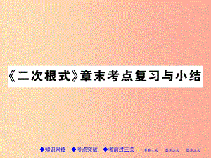 2019年秋九年級數(shù)學上冊 第21章 二次根式章末考點復習與小結(jié)習題課件（新版）華東師大版.ppt