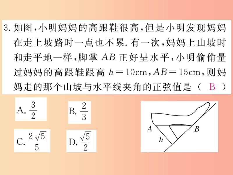 2019秋九年级数学上册综合滚动练习锐角三角函数的计算习题讲评课件新版华东师大版.ppt_第3页