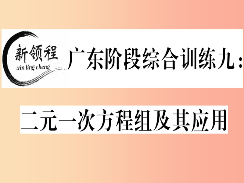 （广东专版）八年级数学上册 阶段综合训练九 二元一次方程组及其应用习题讲评课件（新版）北师大版.ppt_第1页