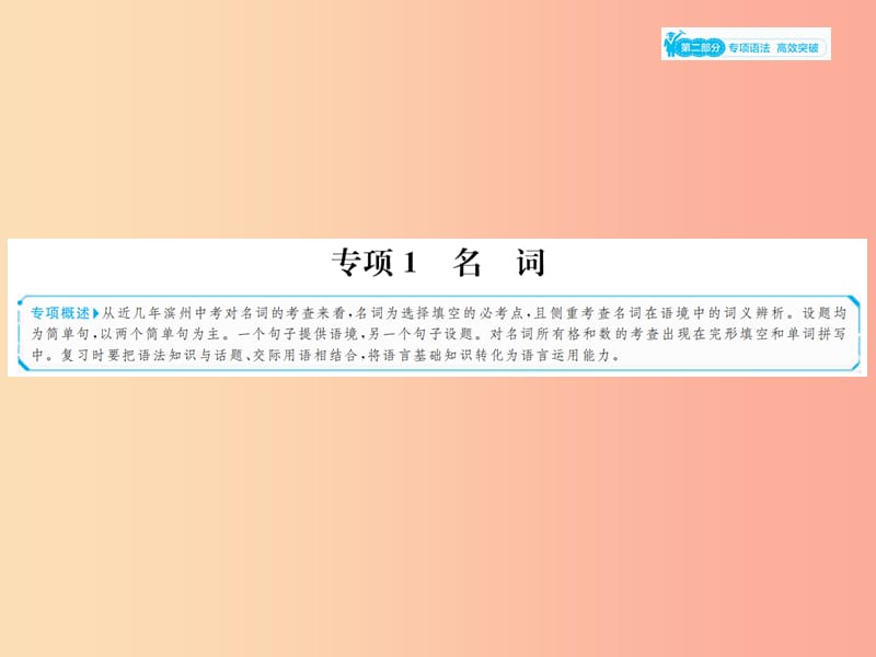 山东省2019年中考英语总复习第二部分专项语法高效突破专项1名词课件.ppt_第1页