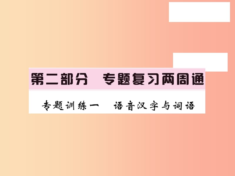 2019秋九年级语文上册 专题训练一 语音汉字与词语习题课件 语文版.ppt_第1页