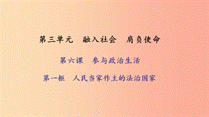 九年級政治全冊 第三單元 融入社會 肩負(fù)使命 第六課 參與政治生活 第一框 人民當(dāng)家作主的法治國家習(xí)題.ppt