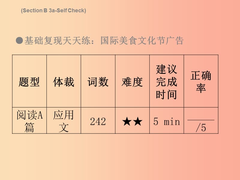 2019秋八年级英语上册Unit8HowdoyoumakeabananamilkshakeSaturday复现式周周练习题课件新版人教新目标版.ppt_第3页