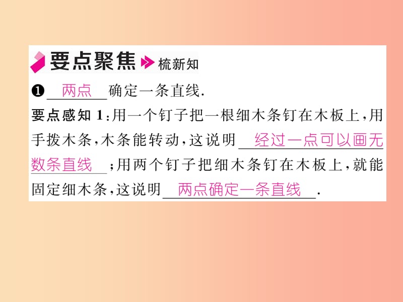 七年级数学上册 第四章 几何图形初步 4.2 直线、射线、线段 第1课时 直线、射线、线段习题课件 新人教版.ppt_第2页