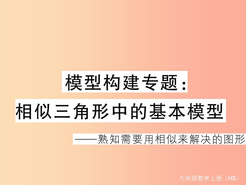 2019秋九年级数学上册 模型构建专题 相似三角形的基本模型习题讲评课件（新版）华东师大版.ppt_第1页