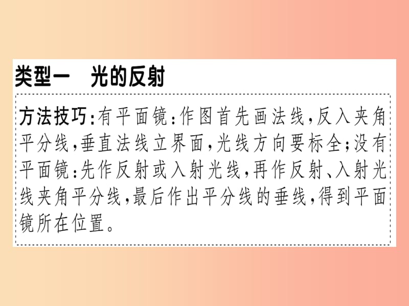 （广东专用）2019年八年级物理上册 微专题五 光现象作图习题课件 新人教版.ppt_第1页