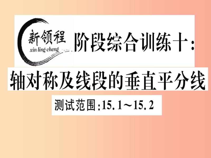 八年级数学上册 阶段综合训练十 轴对称及线段的垂直平分线习题讲评课件 （新版）沪科版.ppt_第1页