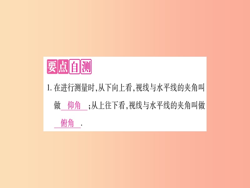 九年级数学上册 第24章 解直角三角形 24.4 解直角三角形 第2课时 仰角、俯角问题作业课件 华东师大版.ppt_第2页