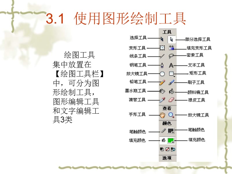 Flash基础教程与创作实例第3章图形绘制与编辑.ppt_第3页