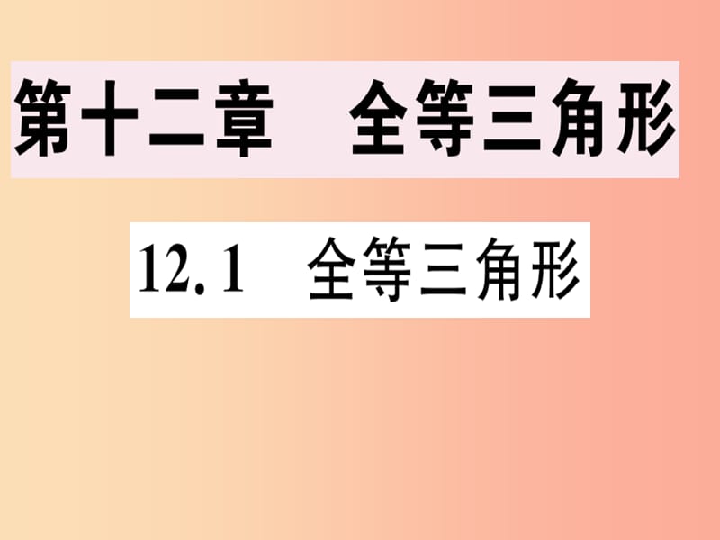 八年级数学上册12全等三角形12.1全等三角形习题讲评课件 新人教版.ppt_第1页