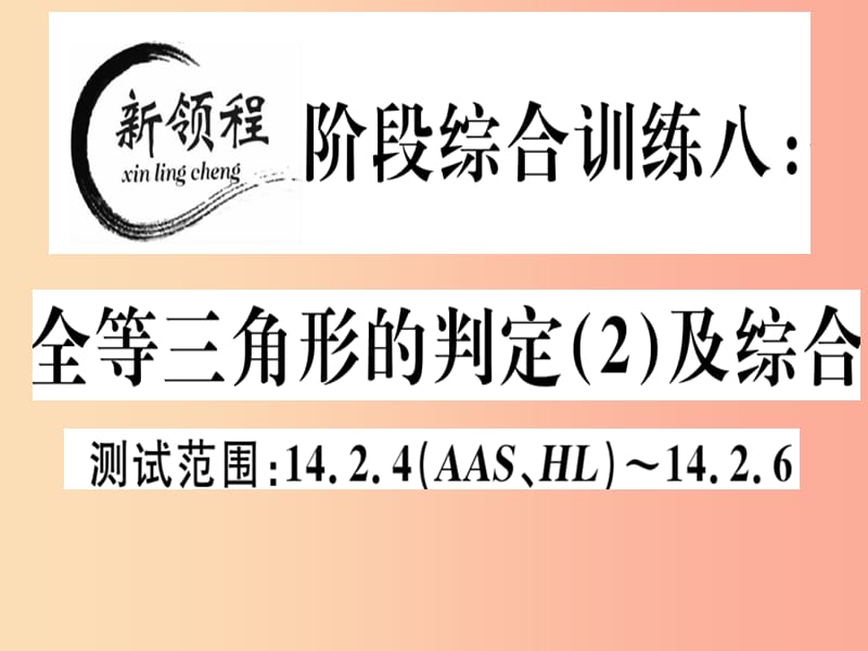 八年级数学上册 阶段综合训练八 全等三角形的判定习题讲评课件 （新版）沪科版.ppt_第1页