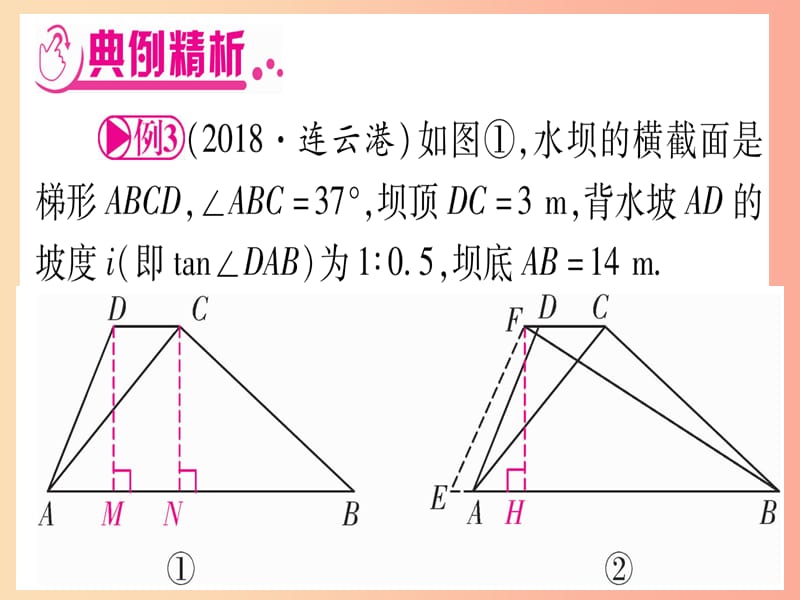 （湖北专用版）2019版中考数学总复习 第二轮 专项突破6 解直角三角形的实际应用 类型3 坡度、坡角问题实用.ppt_第2页