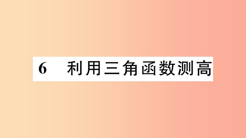 九年级数学下册 第一章 直角三角形的边角关系 1.6 利用三角函数测高习题讲评课件 北师大版.ppt_第1页