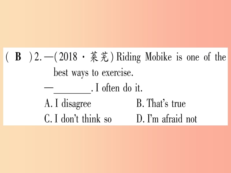 （湖北专用版）2019版中考英语专题高分练 专题突破十三 情景交际实用课件.ppt_第3页