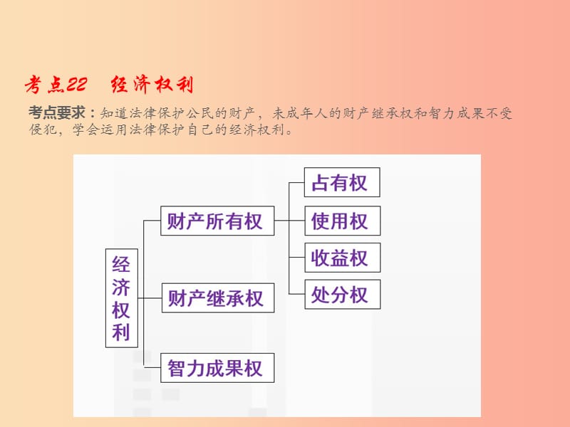 （江西专用）2019届中考道德与法治总复习 考点22 经济权利课件.ppt_第1页