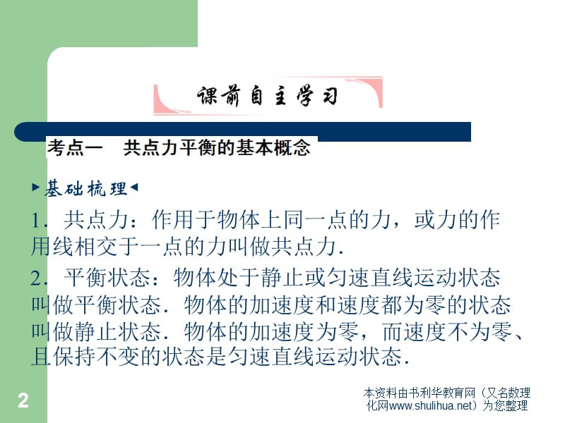 2012高考总复习物理课件7共点力作用下物体的平衡.ppt_第2页