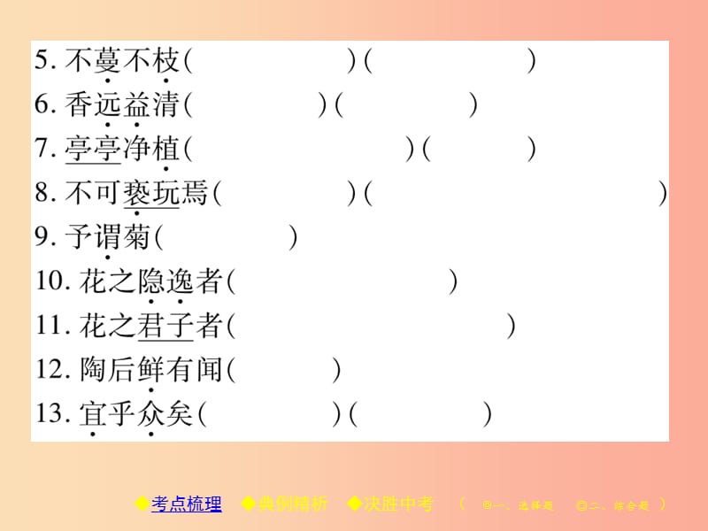 2019届中考语文复习 第二部分 古诗文积累与阅读 专题二 文言文（十）《爱莲说》课件.ppt_第3页