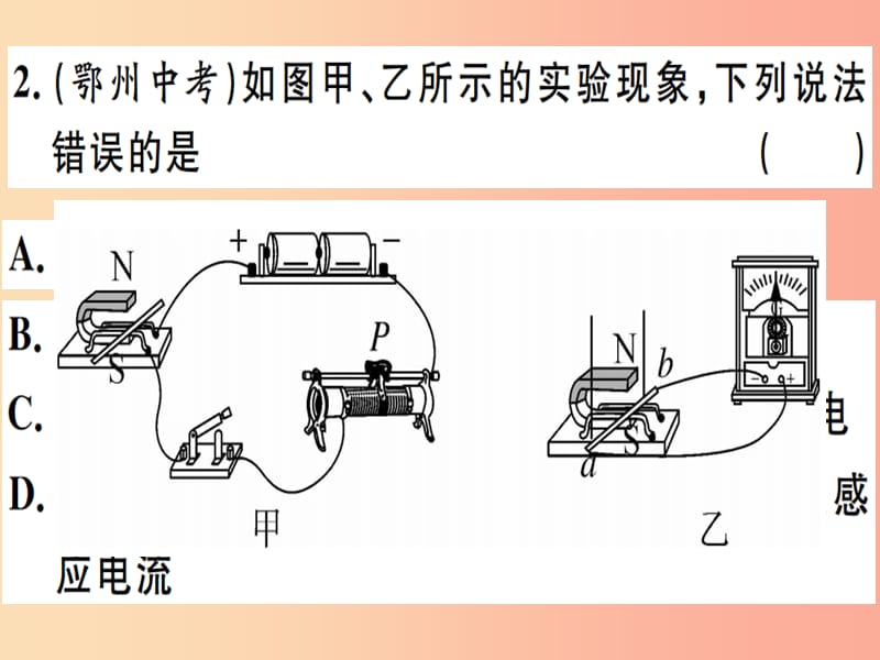 2019春九年级物理全册 专题二 四种电磁现象辨析习题课件（新版）沪科版.ppt_第2页