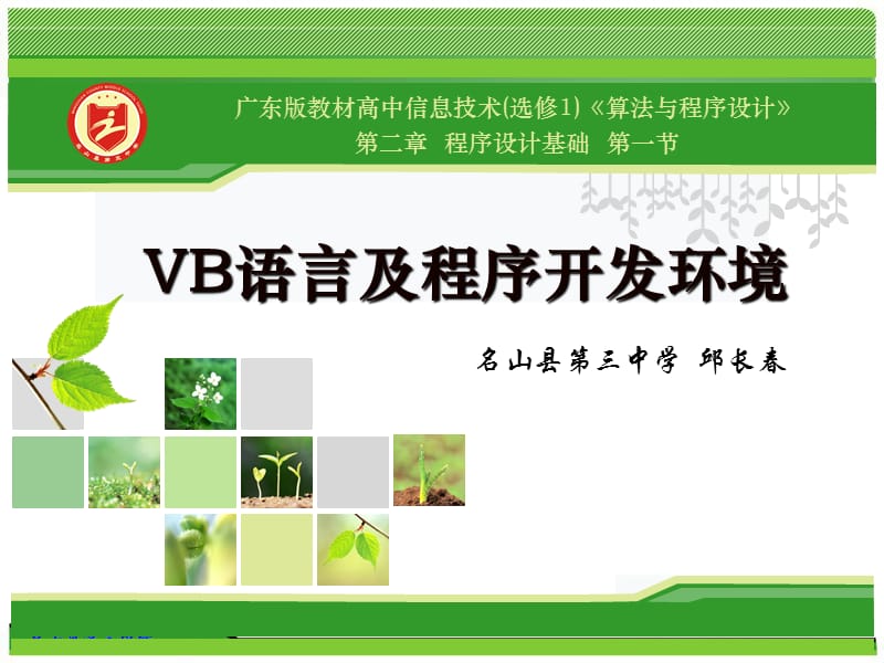 VB语言及程序开发环境说课稿(改进版).ppt_第1页