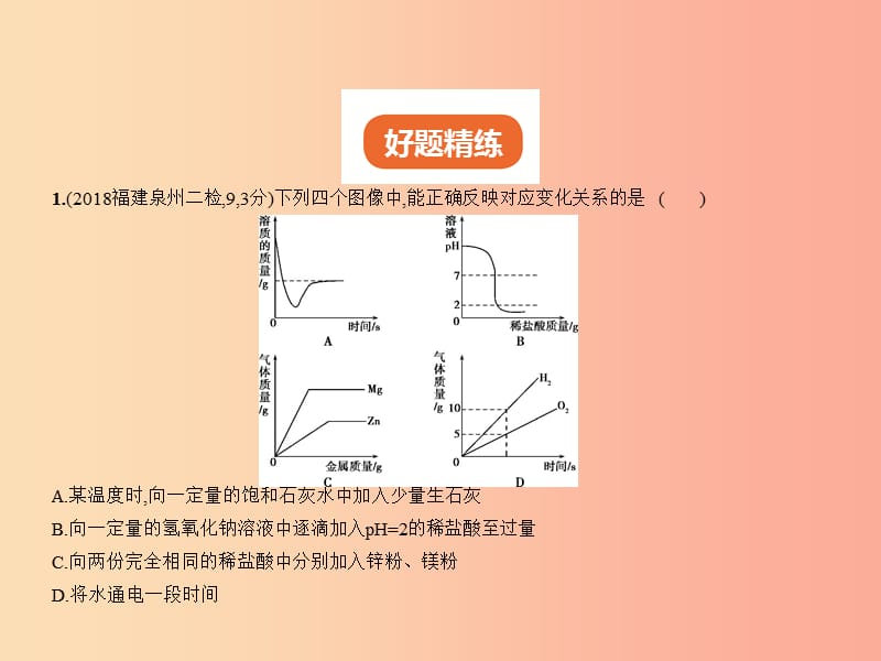 （福建专用）2019年中考化学一轮复习 专题十九 坐标图像题（试卷部分）课件.ppt_第2页