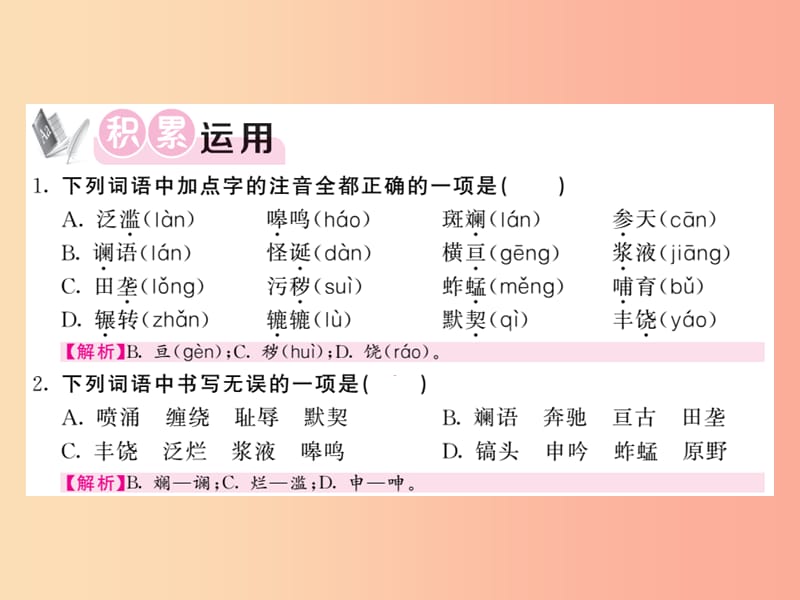 （毕节专版）2019春七年级语文下册 第2单元 7土地的誓言习题课件 新人教版.ppt_第3页