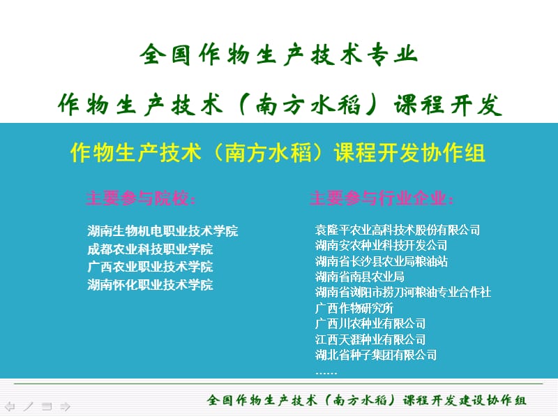 《南方水稻》课程开发工作汇报.ppt_第1页