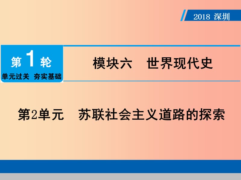 广东省2019年中考历史总复习 第1轮 模块六 世界现代史 第2单元 苏联社会主义道路的探索课件.ppt_第1页