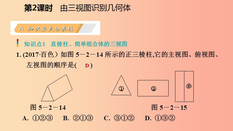 2019年秋九年级数学上册第五章投影与视图2视图第2课时由三视图识别几何体习题课件（新版）北师大版.ppt_第3页