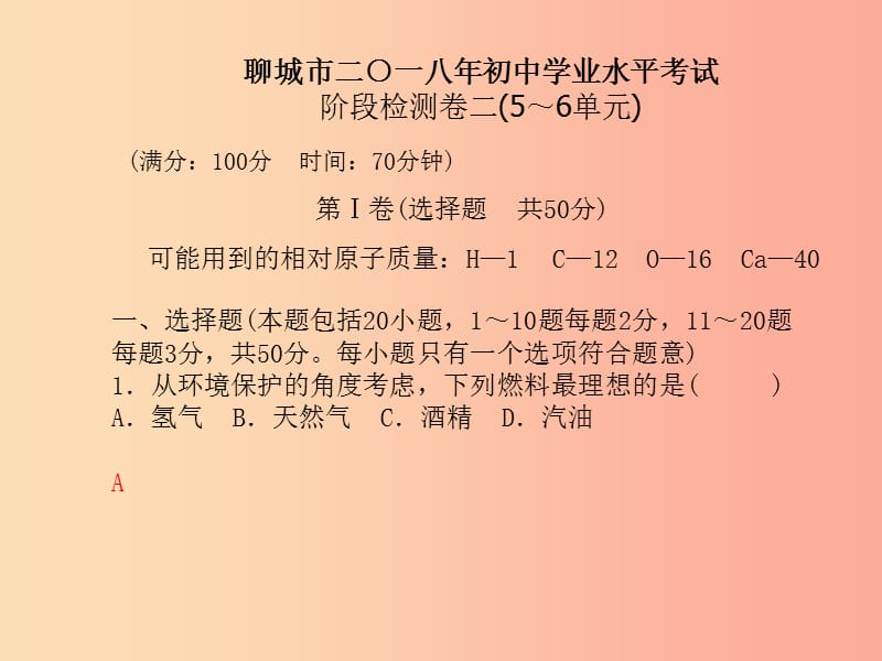 聊城专版2019中考化学总复习第三部分模拟检测冲刺中考阶段检测卷二课件鲁教版.ppt_第3页