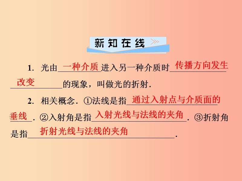 2019年八年级物理上册3.4探究光的折射规律课件新版粤教沪版.ppt_第2页