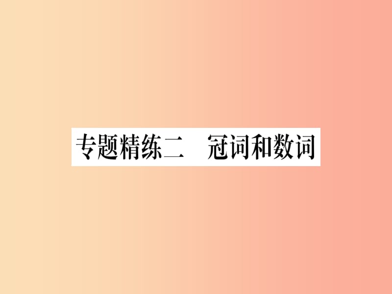 （课标版）2019年中考英语准点备考 专题精练二 冠词和数词课件.ppt_第1页