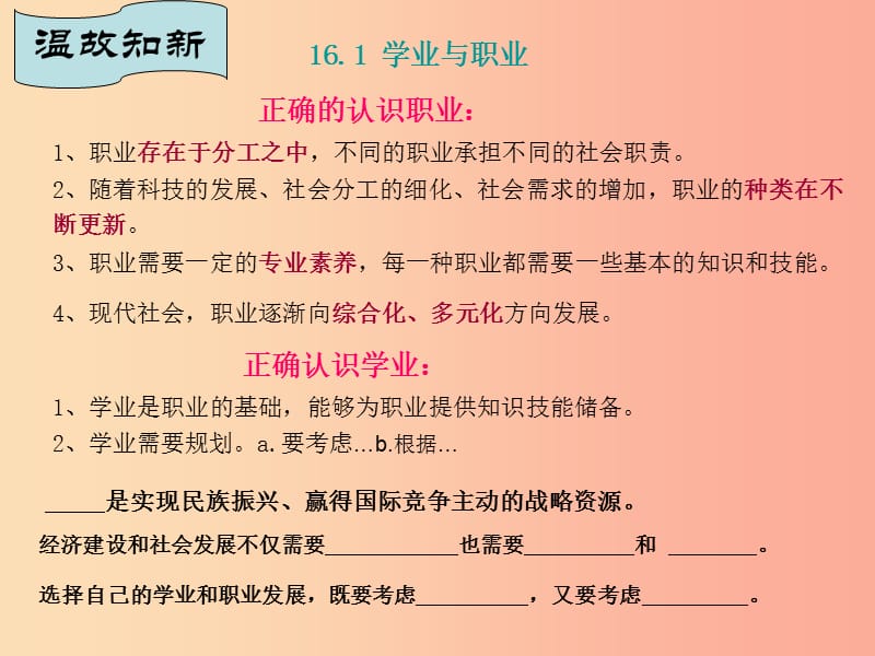 九年级道德与法治下册 第五单元 共创美好未来 第16课 规划美好人生 第2框择业与事业课件 苏教版.ppt_第1页