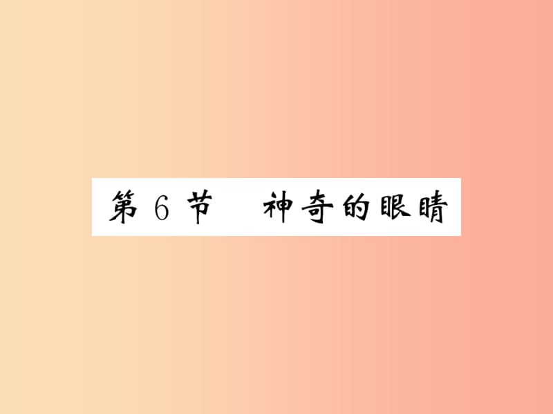 2019秋八年级物理上册 第4章 6 神奇的眼睛习题课件（新版）教科版.ppt_第1页