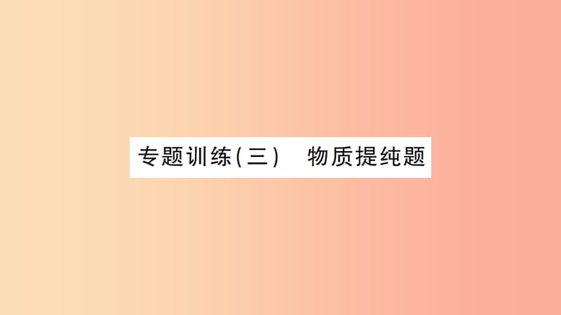 湖北省2019中考化学一轮复习专题训练三物质提纯题课件.ppt_第1页