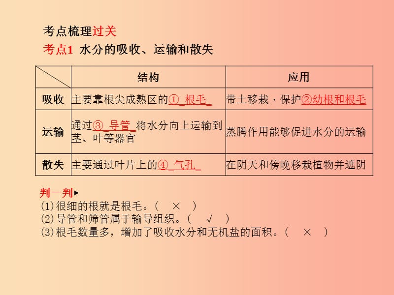 （聊城专版）2019年中考生物 第一部分 系统复习 成绩基石 第三单元 第3章 绿色植物与生物圈的水循环 课件.ppt_第2页