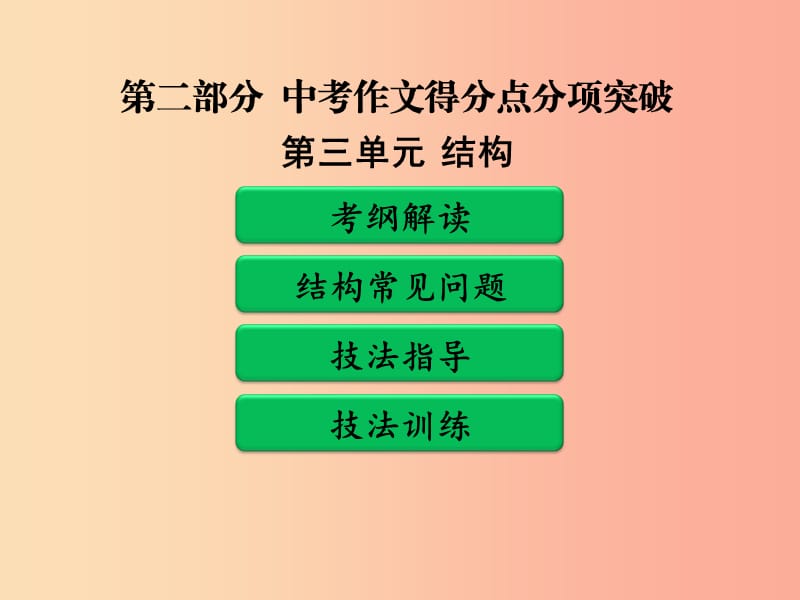 广东省中考语文二轮复习 第二部分 中考作文得分点分项突破 第三单元 结构课件 新人教版.ppt_第1页