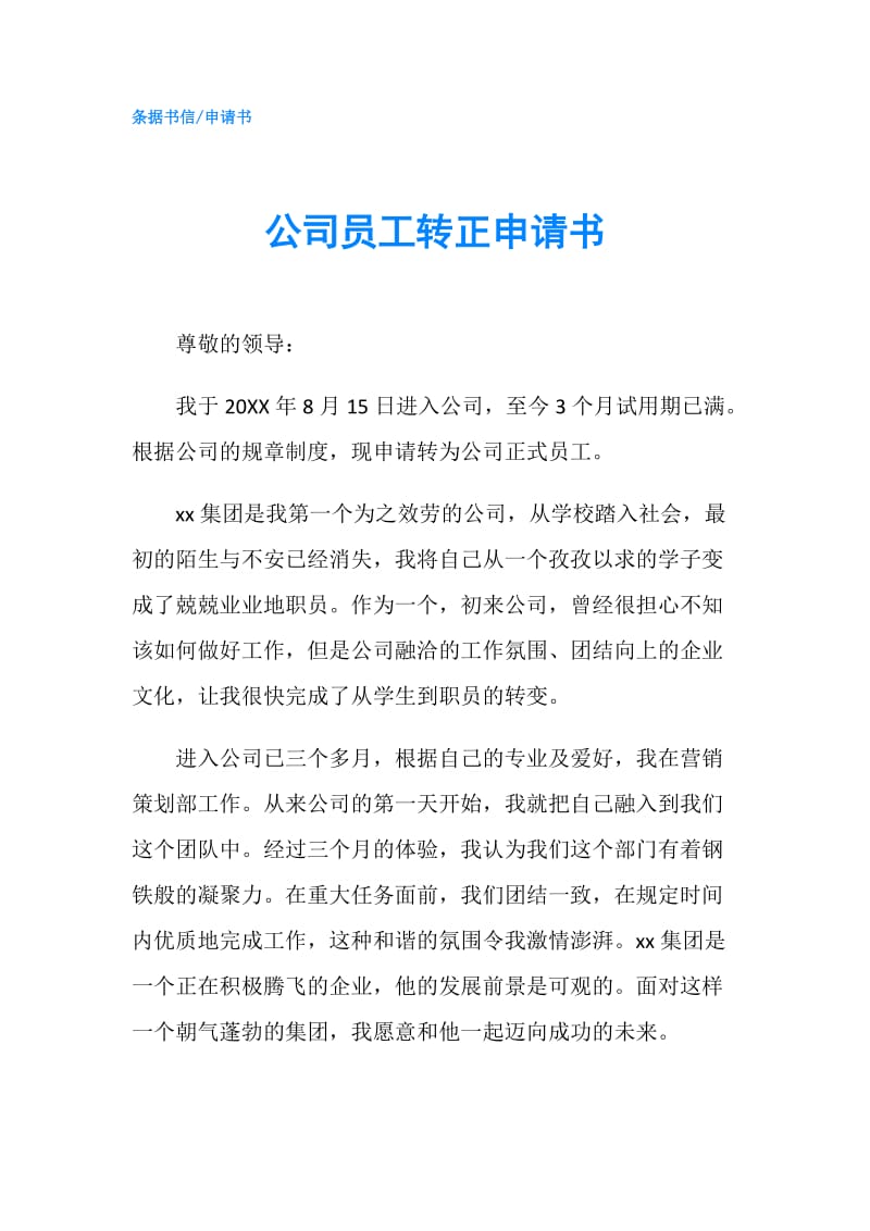 公司员工转正申请书.doc_第1页