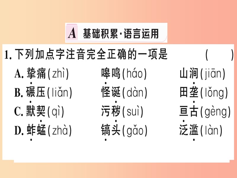 （贵州专版）2019春七年级语文下册 第二单元 7 土地的誓言习题课件 新人教版.ppt_第2页