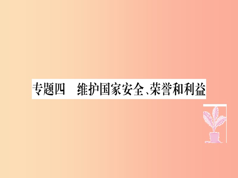 八年级道德与法治上册 专题四 维护国家安全 荣誉和利益习题课件 新人教版.ppt_第1页