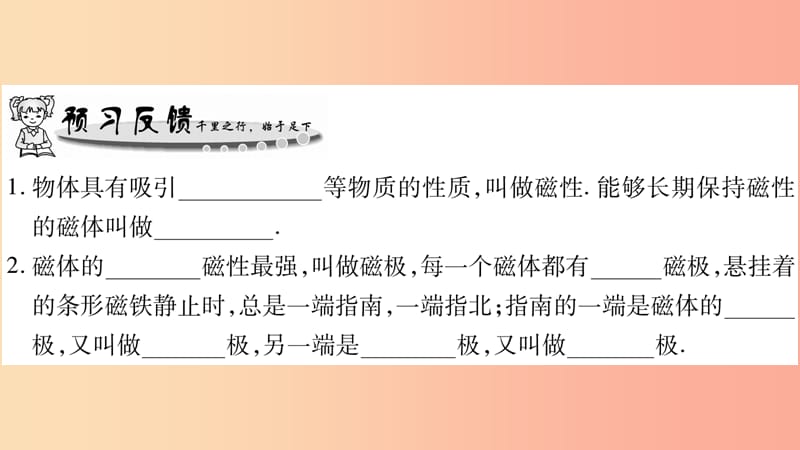 2019年秋九年级物理下册 16.1从永磁体谈起（第1课时）习题课件（新版）粤教沪版.ppt_第2页