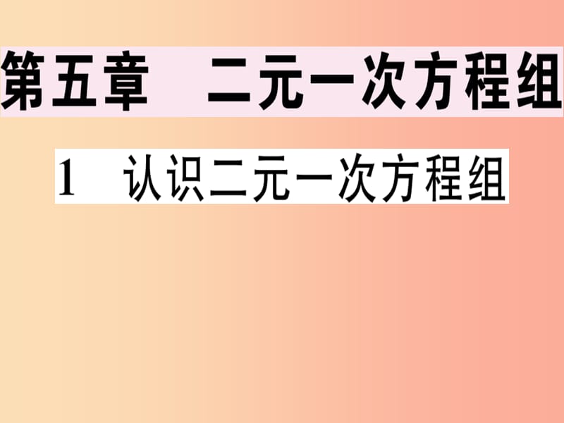 （通用版）2019年秋八年级数学上册 第5章《二元一次方程组》5.1 认识二元一次方程组习题讲评课件 北师大版.ppt_第1页