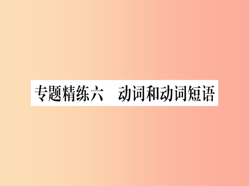 （课标版）2019年中考英语准点备考 专题精练六 动词和动词短语课件.ppt_第1页