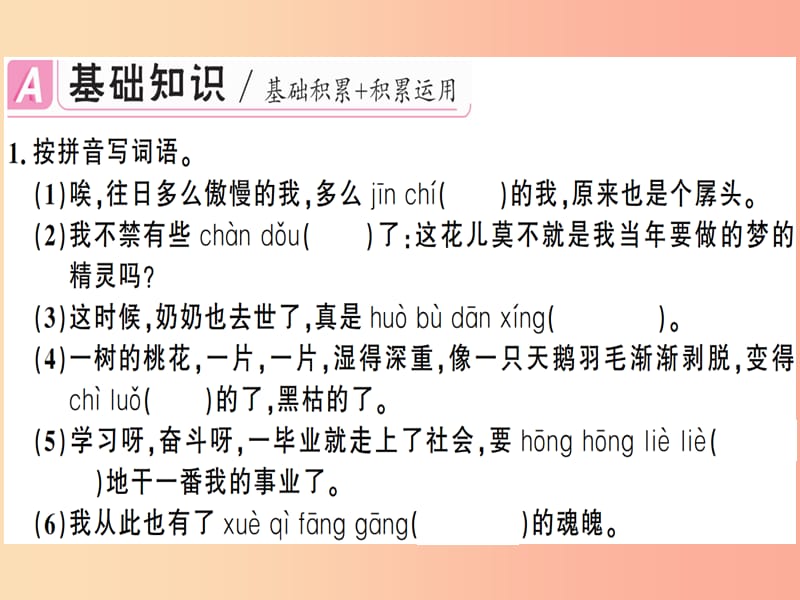 （广东专版）2019春七年级语文下册 第五单元 18 一棵小桃树习题课件 新人教版.ppt_第2页