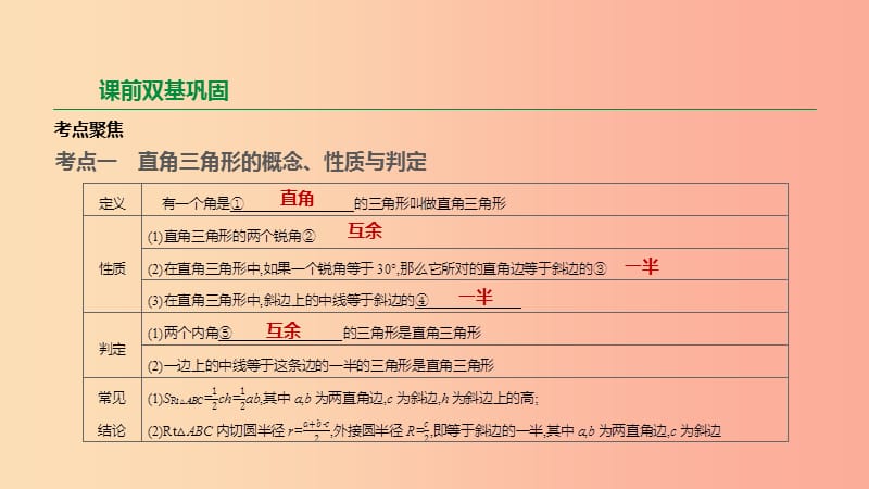 江苏省徐州市2019年中考数学总复习第四单元三角形第21课时直角三角形与勾股定理课件.ppt_第2页