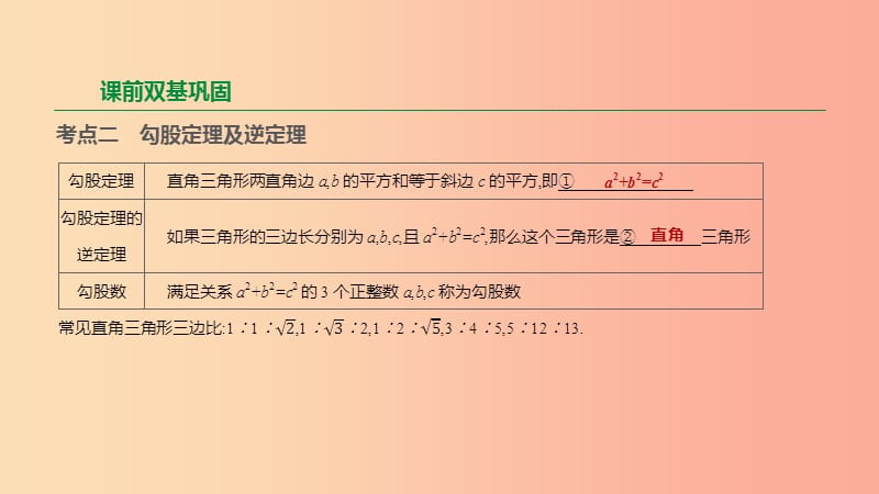 江苏省徐州市2019年中考数学总复习第四单元三角形第21课时直角三角形与勾股定理课件.ppt_第3页