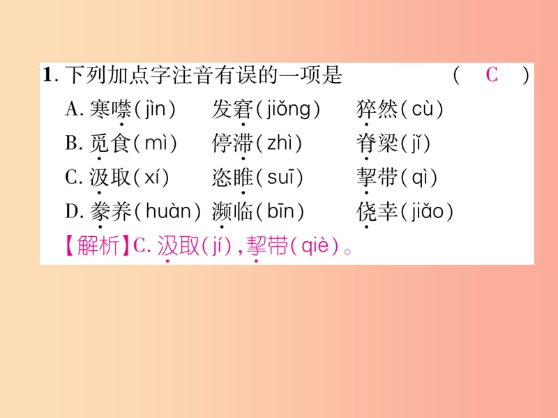 2019年九年级语文上册 专题1 拼音与汉字 字词专项训练习题课件 新人教版.ppt_第2页