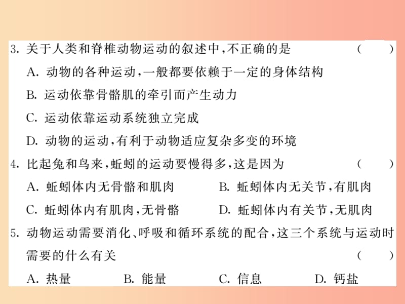 2019年八年级生物上册 第五单元 第二 三章综合检测习题课件 新人教版.ppt_第3页