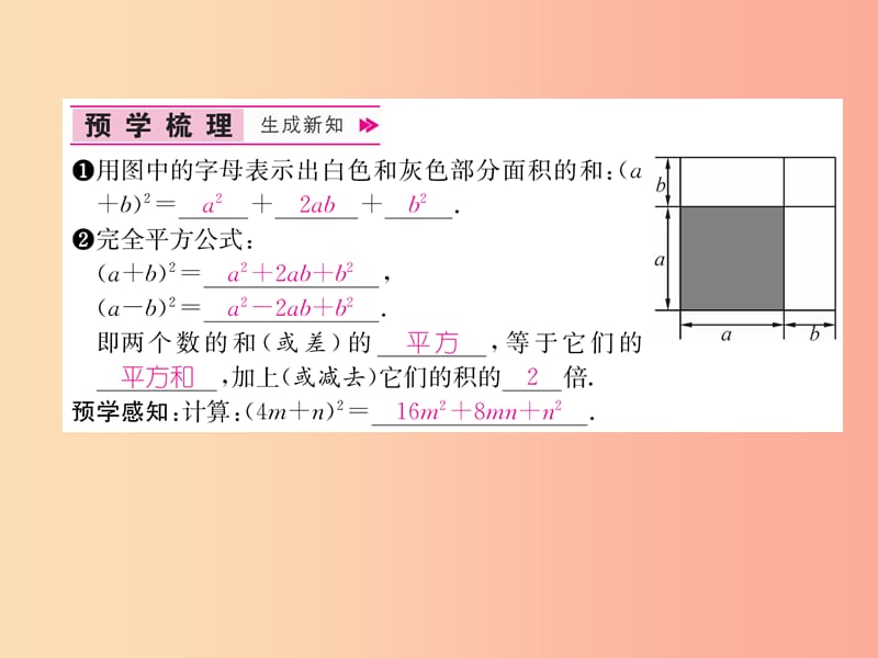 八年级数学上册第14章整式的乘法与因式分解14.2乘法公式14.2.2完全平方公式第1课时完全平方公式作业.ppt_第2页