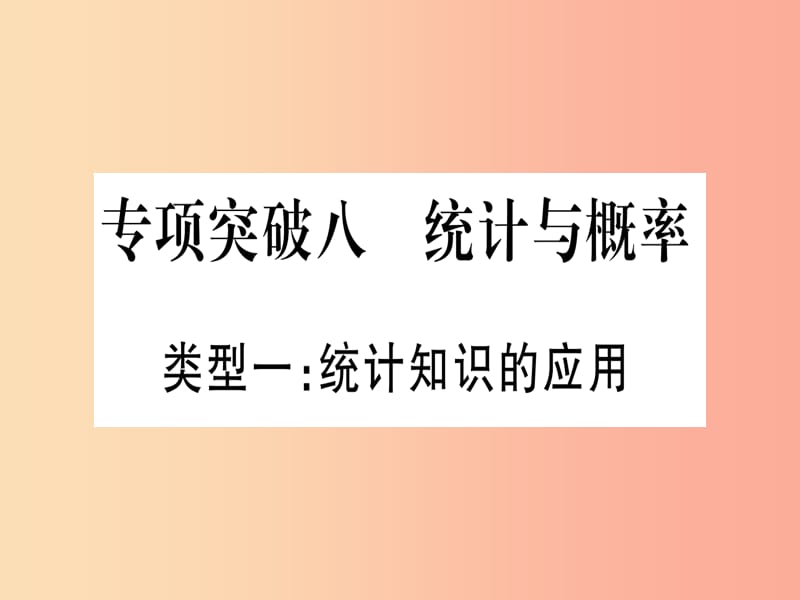 （湖北專用版）2019版中考數(shù)學(xué)總復(fù)習(xí) 第二輪 專項(xiàng)突破8 統(tǒng)計(jì)與概率 類型1 統(tǒng)計(jì)知識(shí)的應(yīng)用實(shí)用課件.ppt_第1頁(yè)