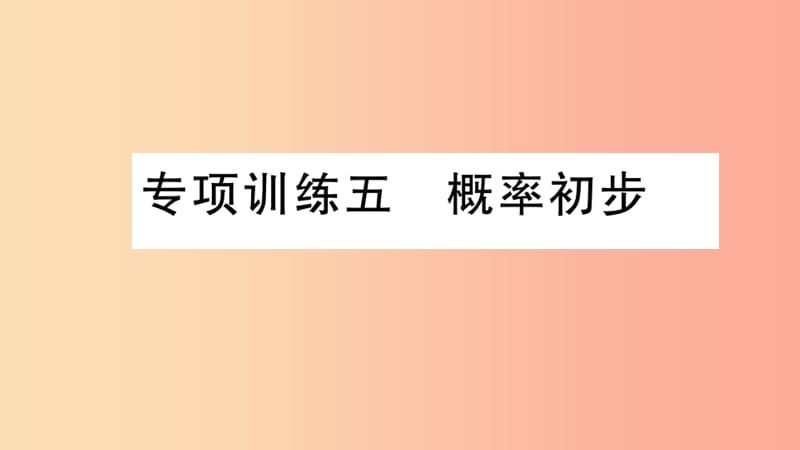 2019春九年级数学下册 专项训练五 概率初步习题讲评课件 新人教版.ppt_第1页